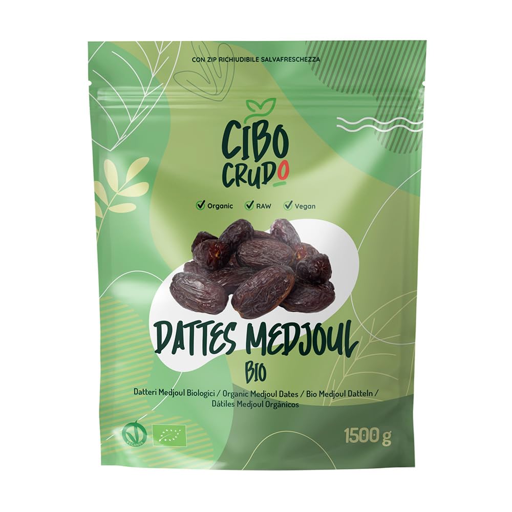 Dattes Medjool Bio - Qualité Premium - 1.5Kg. Dattes Bio Fraiches Géantes Naturelles Séchées Riches en Fibres avec Graines.