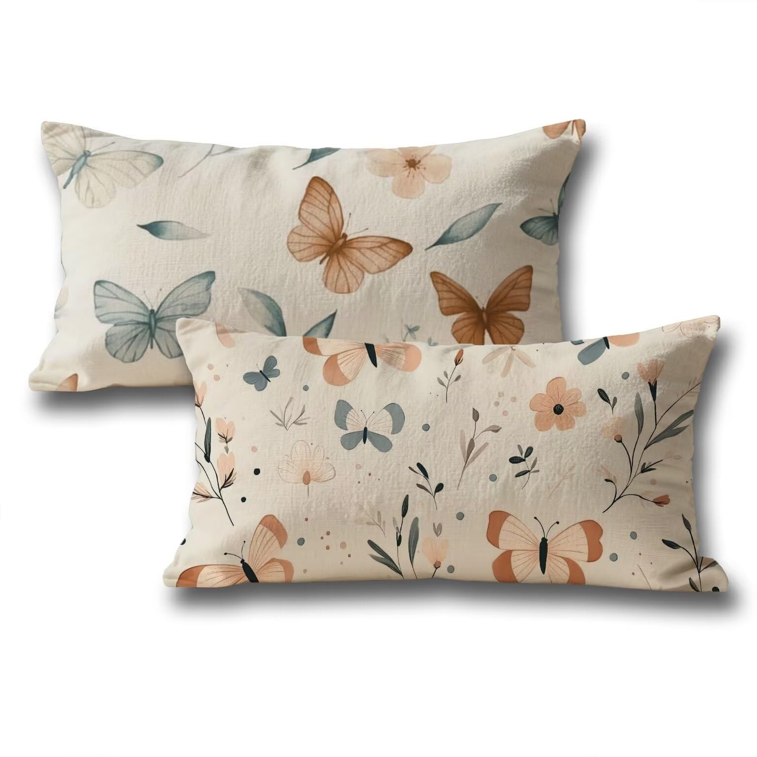 Housse de coussin papillon 50x90 en velours pour renover un canape fatigue avec elegance
