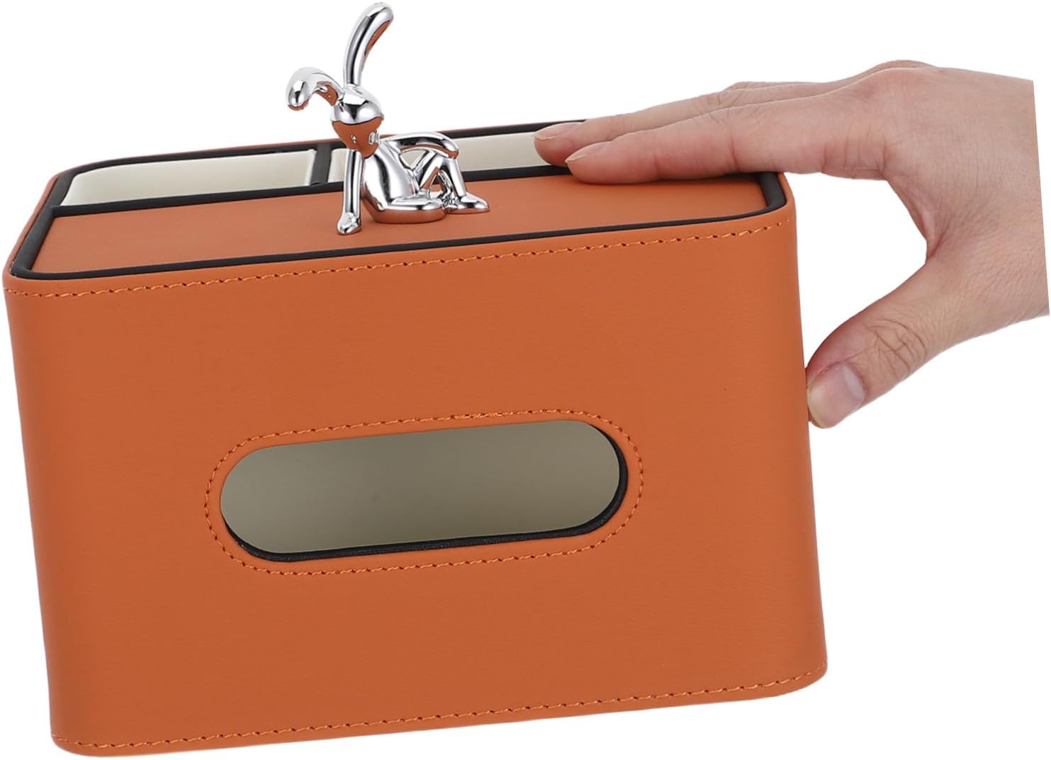 Rectangular Pu Leather Tissue Holder for Student Dormitory and Office Desk, Multi-Purpose and Wear-Resistant Tissue Storage Organizer, Elegant Design for Homes and Living Room Use