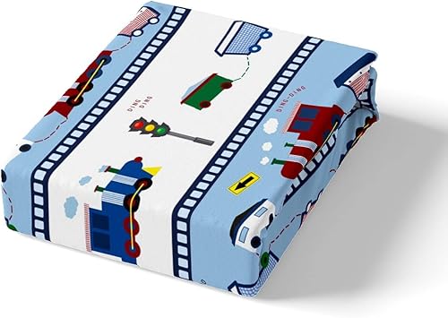Miniatura 5 de Feelyou Juego de ropa de cama de tren para niños, niños, adolescentes, decoración de dormitorio, Choo-Choo, vías de ferrocarril, juego de funda de