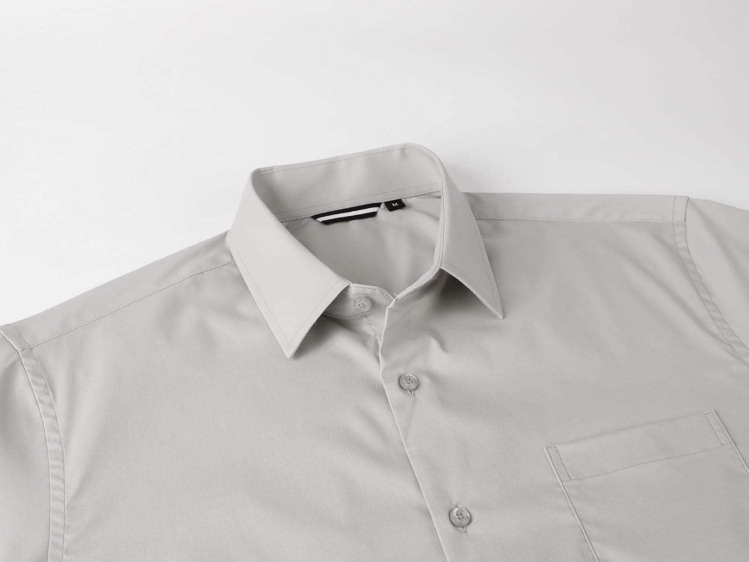 Alex Vando Mens Short Sleeve Dress Shirt Solid Cotton Stretch Button Down Shirt with Pocket - Image 3