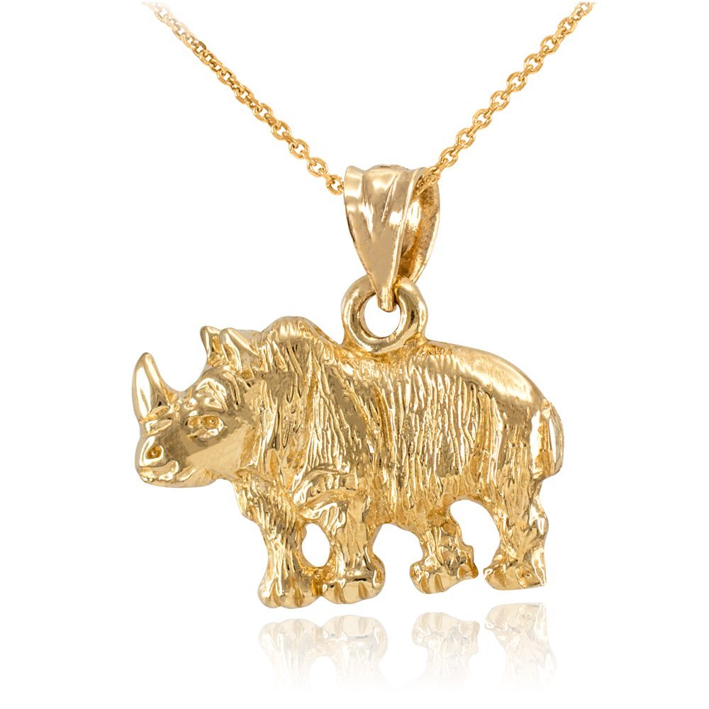 Animal Kingdomfine 10k Yellow Gold Rhino Rhinoceros Pendant