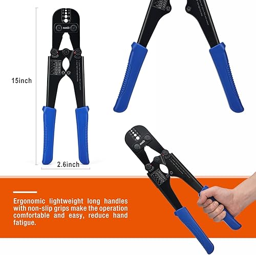 Miniatura 5 de IWISS Herramienta de prensado de cuerda de alambre para mangas ovaladas de aluminio mangas dobles manga de bucle de engarce de 364 pulgadas a 18