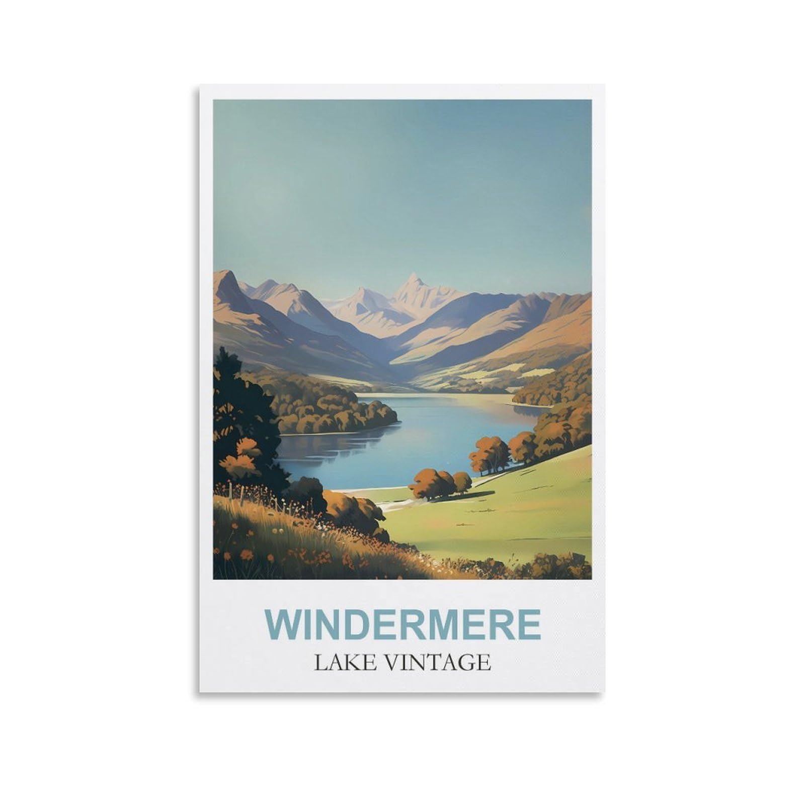 Clfmhnas Unframe-Style Windermere Lake District Vintage Travel Posters 16X24inch(40X60cm) Canvas Wall Art Prints