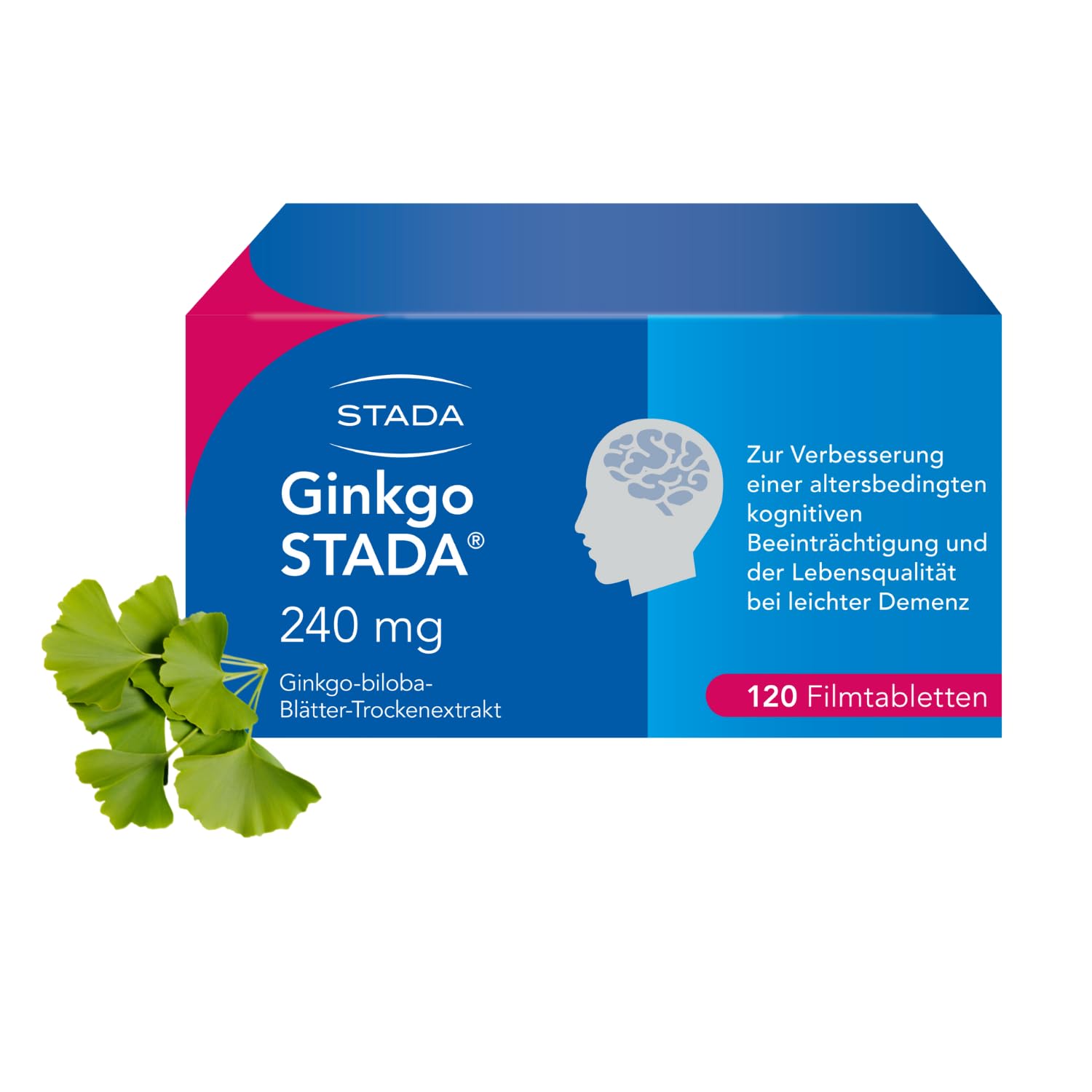 STADA Ginkgo 240 mg Filmtabletten für Gedächtnis & Konzentration, 120 Stück