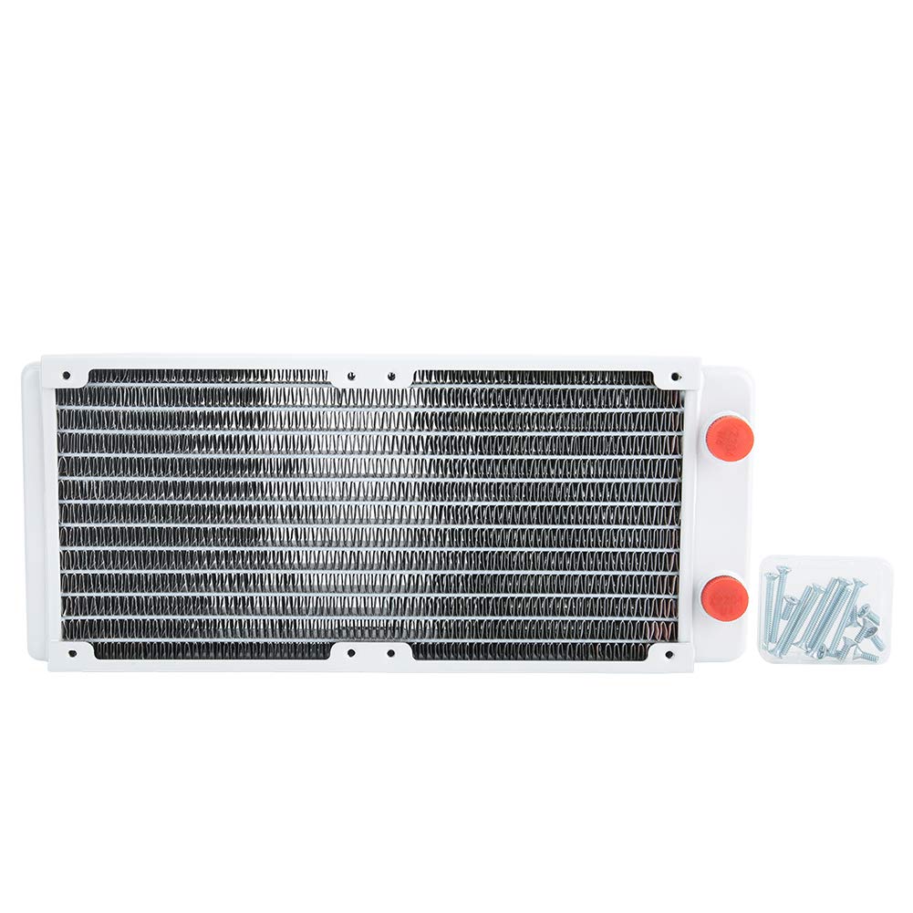 Bewinner Raffreddamento Ad Acqua per Computer Radiatore in Rame Bianco 12 Dissipatore di Calore da 240 Mm con Filettatura G1/4 per Raffreddatore CPU PC, Camera 'Acqua in Ottone e Alette in Rame,