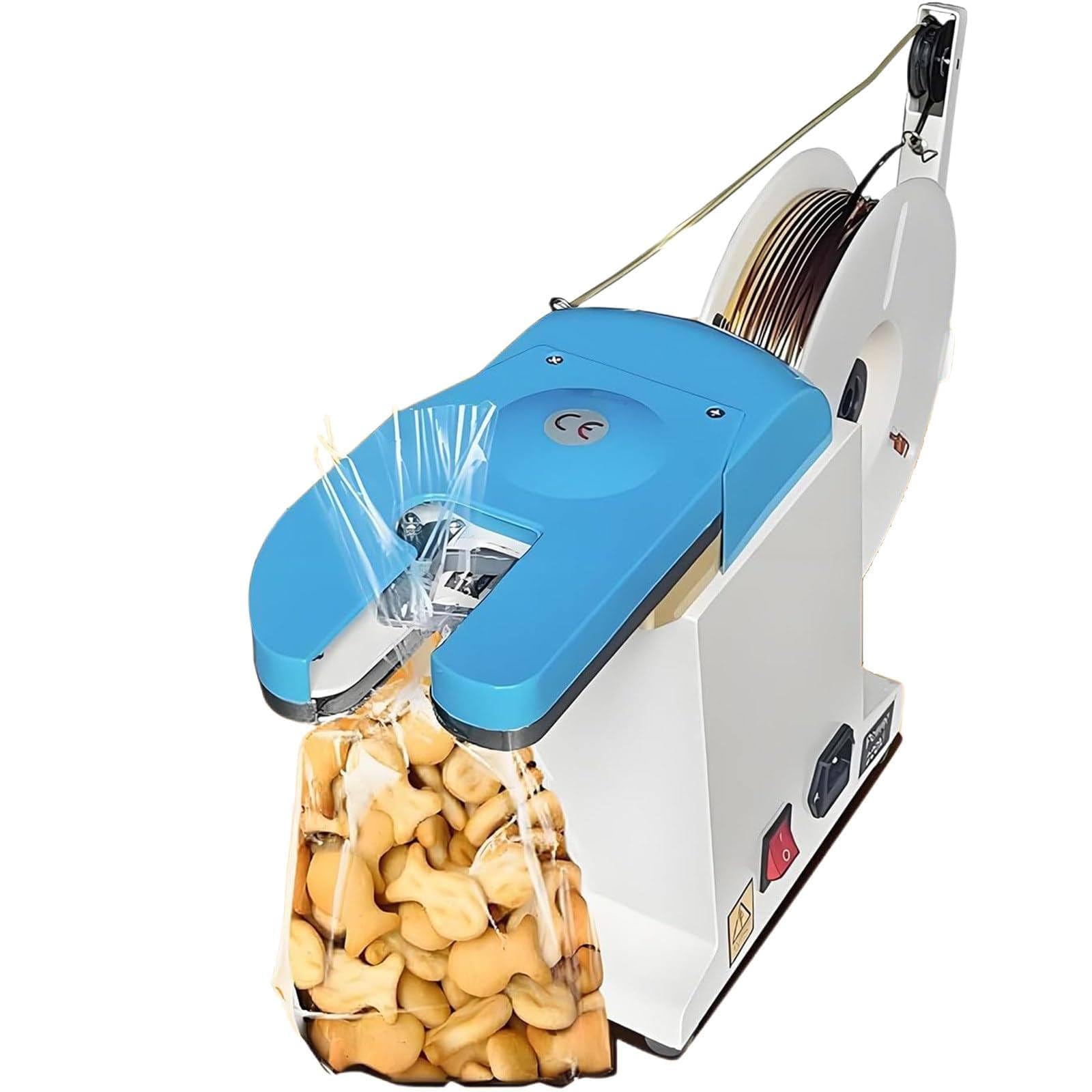 ASerZenith Automatic Twist Tie Machine With Wire, Electric Bag Sealer For Bread Candy Packaging, 40 Ties/Min, 200Mm Circle