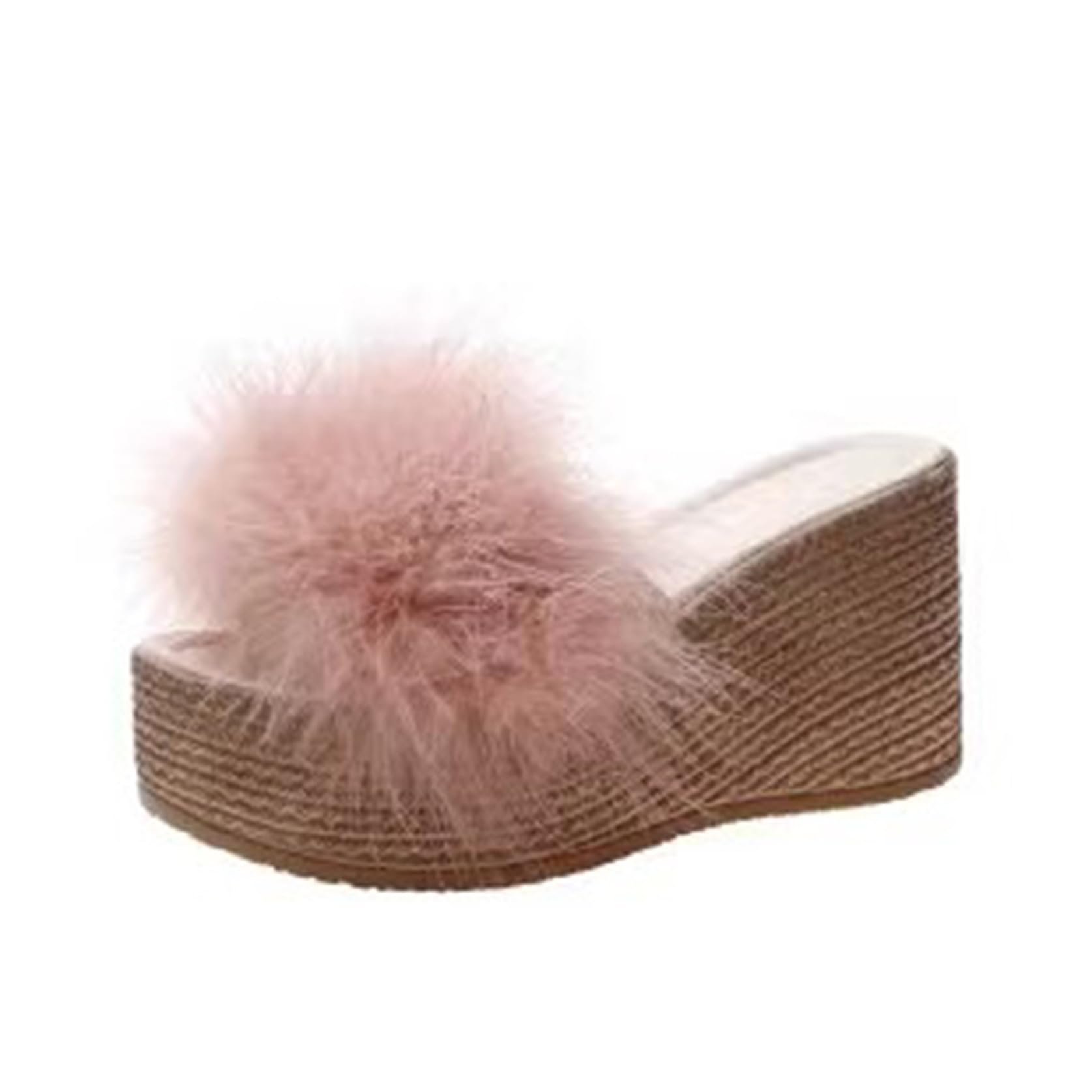 Amazon | [AYBTO] 秋 冬 ファーサンダル 22.5cm ファースリッパ 厚底