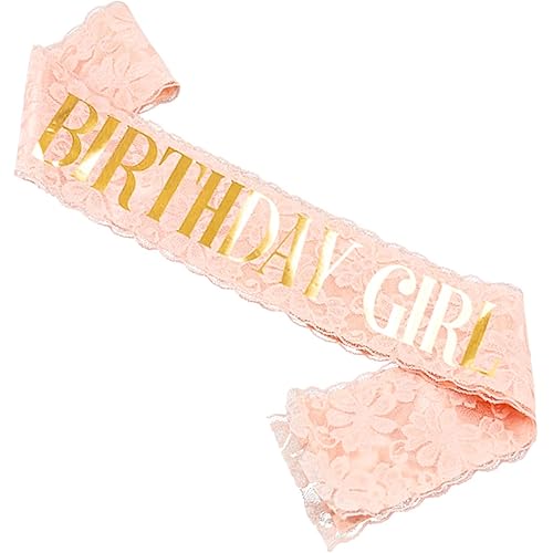 Birthday Girl Sash, Rose Gold Double Layer Lace Birthday Girl Sash, Birthday Princess Party Decorations Suitable for 16/18/30/40 and Women's Birthday Party Supplies of All Ages