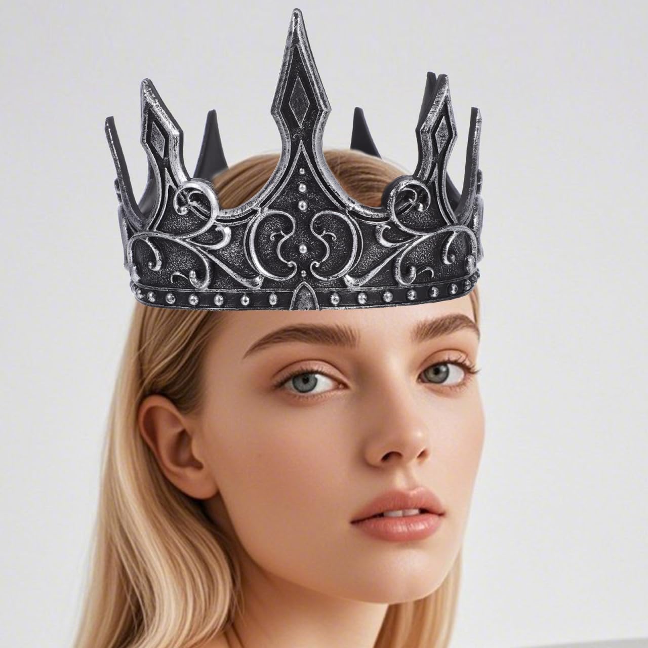 Hallloween Medieval King Crown Silver Black Men's Women's Headband Prince for Birthday Paties Cospaly Weddings Drama Costume Dress Prop Men Boy Woman Head Accessories