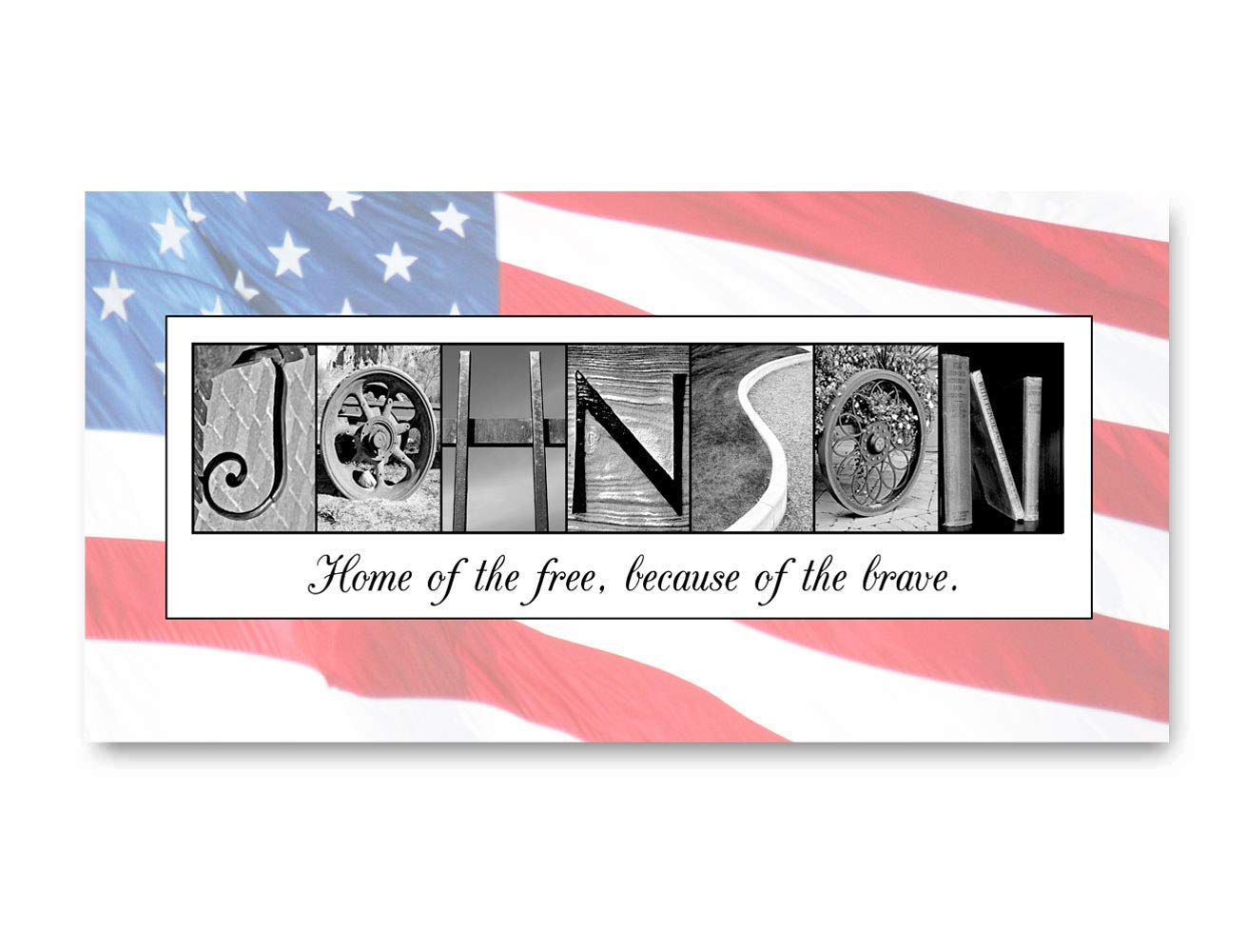 Veteran's Gift - Patriotic Gift - Military Gift - Personalized Housewarming Gift - Creative Letter Art Alphabet photography Name Sign