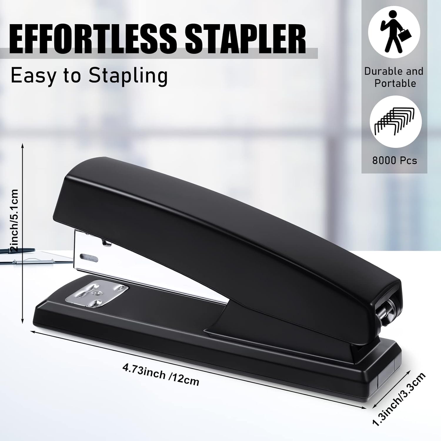 16 Pcs Desk Staplers Tape Dispensers Sets Desktop Office Staplers with Standard Staples Black Dispenser Holder with White Tape for Office School