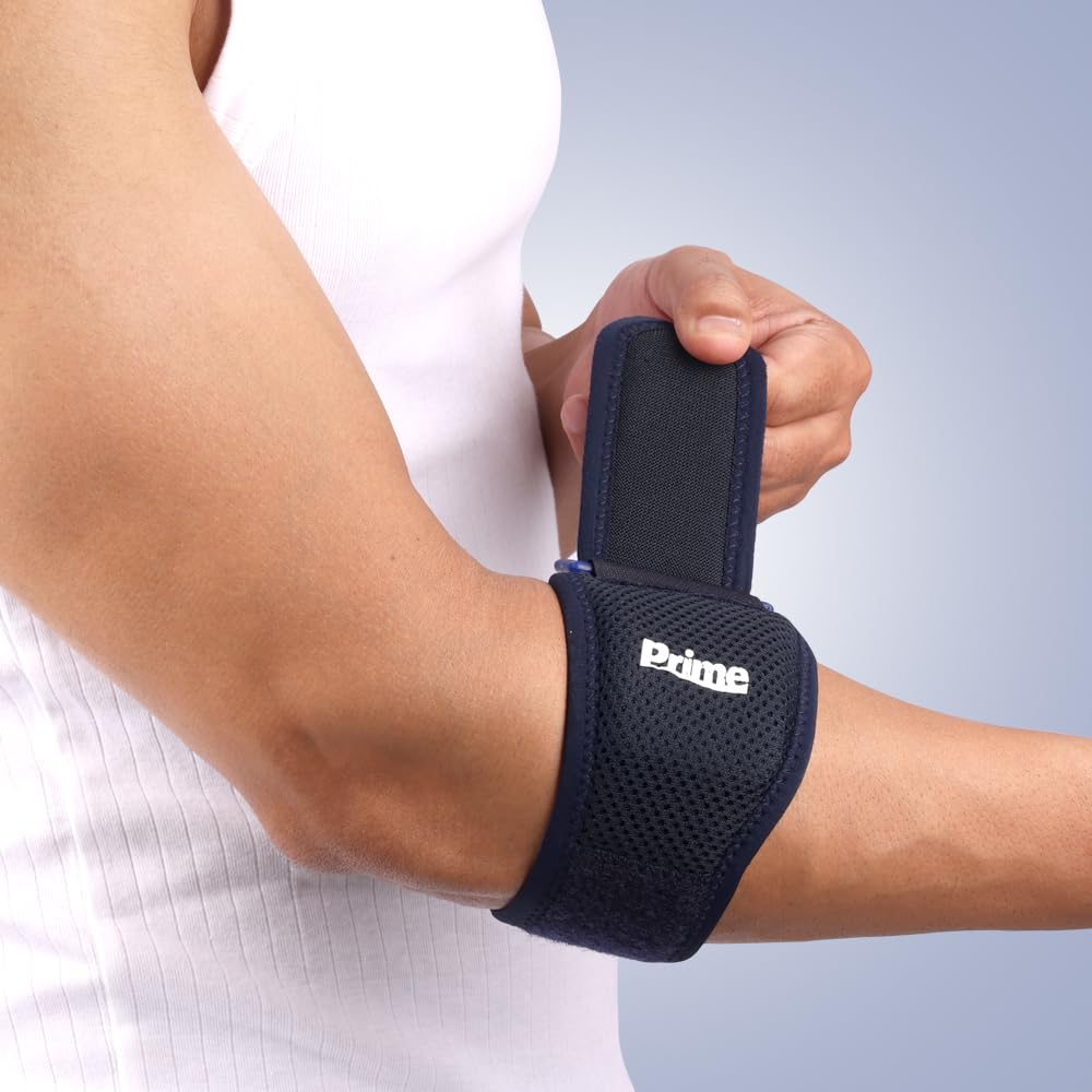 Prime Tennis Elbow Support Strap with Gel Pad | Elbow Brace for Tendonitis, Tennis Elbow, Golfer’s Elbow Pain Relief | Adjustable Compression Band for Men & Women – One Size Fits All-image-13