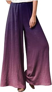 DIYIOUZHOU Yoga Pants for Women 2023, Flowy Spring Beach Oversized Slacks Ladies Cool Modern Print Elastic WAIS Split Loose Fitting Light Trousers Ladies Pink,Wine,Purple,Blue,White