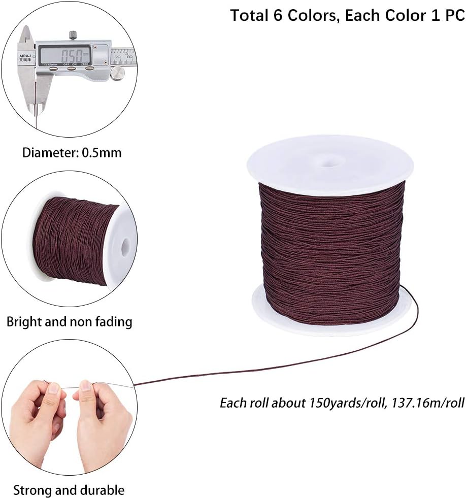 PH PandaHall 900 Yards 0.5mm Nylon String for Bracelets Beading String Chinese Knotting Cord Nylon Kumihimo Cord for Necklace Bracelet Beading Kumihimo Chinese Knot Christmas Ornament