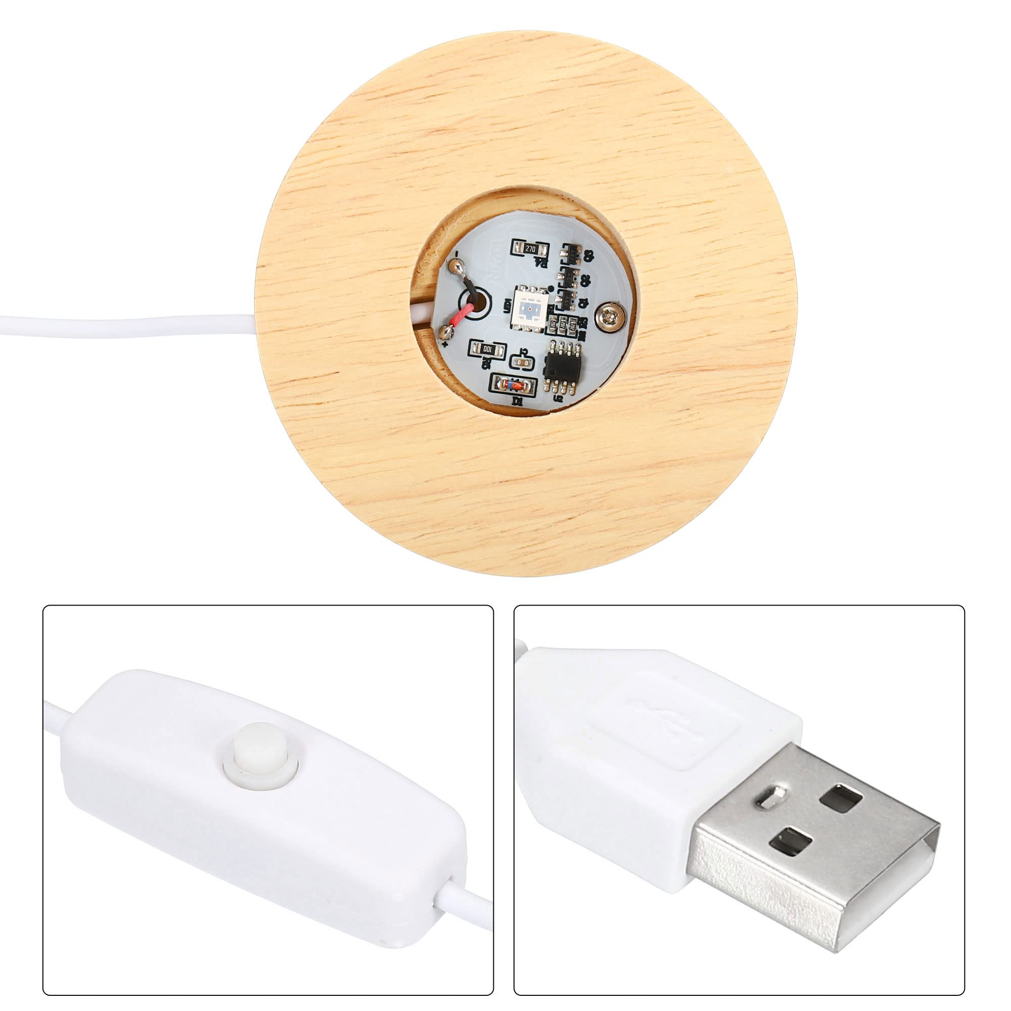 PATIKIL Wooden LED Light Base Stand - Image 3