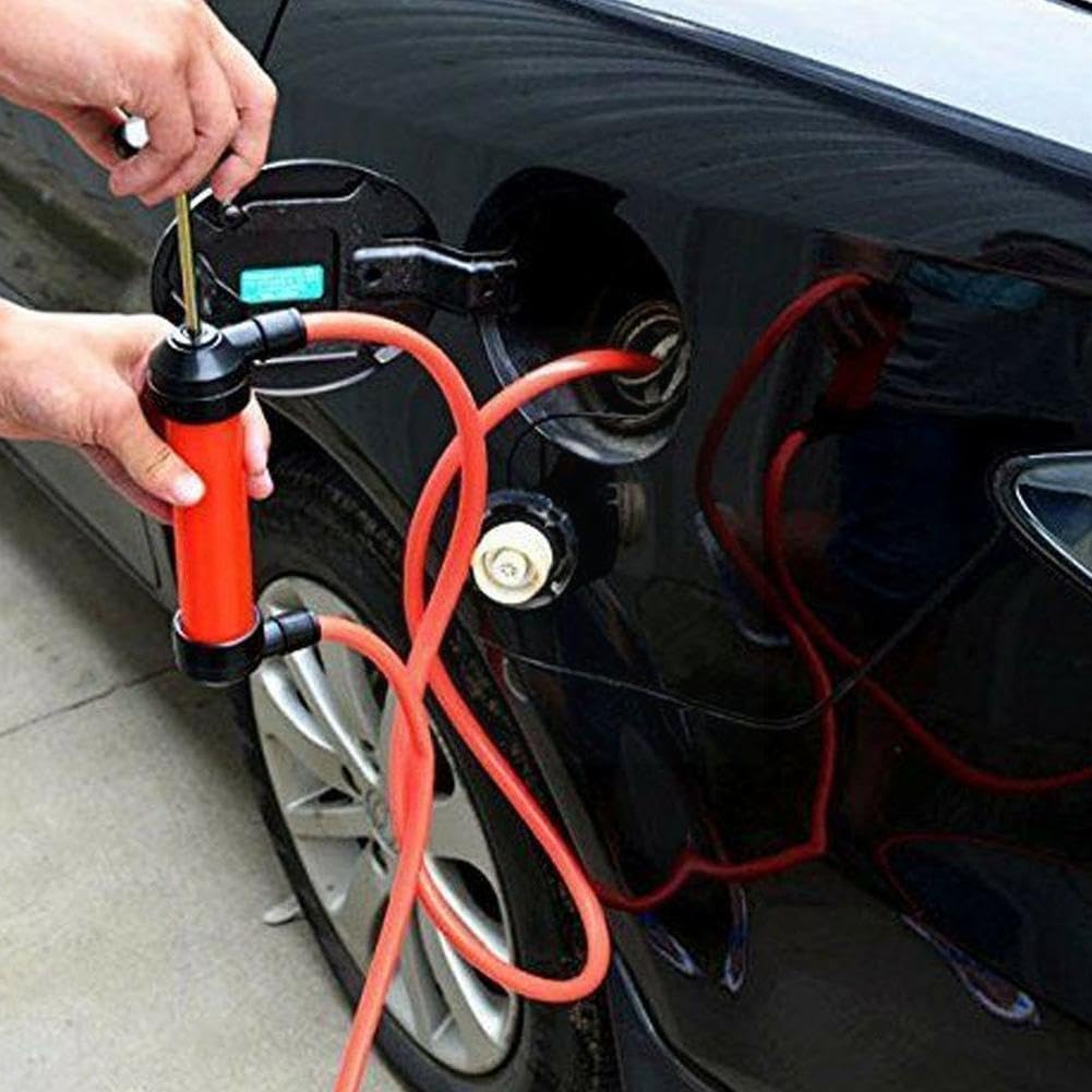 Car Oil Suction Pipe Auto Oil Change Hand Syringe Oil Hose Pump Inflator Manual Gun Bump Pipe Fuel Suction Extractor Pipe V R3t6 - (Color: Red)