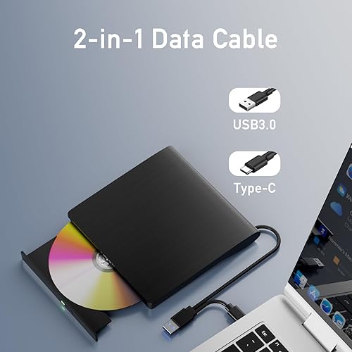 Miniatura 4 de Unidades Bluray externas, portátil 3D externa Blueray/DVD para PC, compatible con disco 50G R/W USB 3.0 Tipo-C Blu Ray Burner para portátil