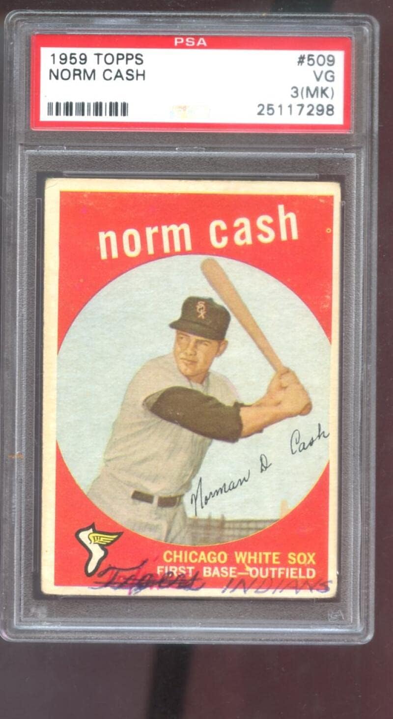 1959 Topps #509 Norm Cash ROOKIE RC PSA 3 (MK) Graded Baseball Card Chicago White Sox