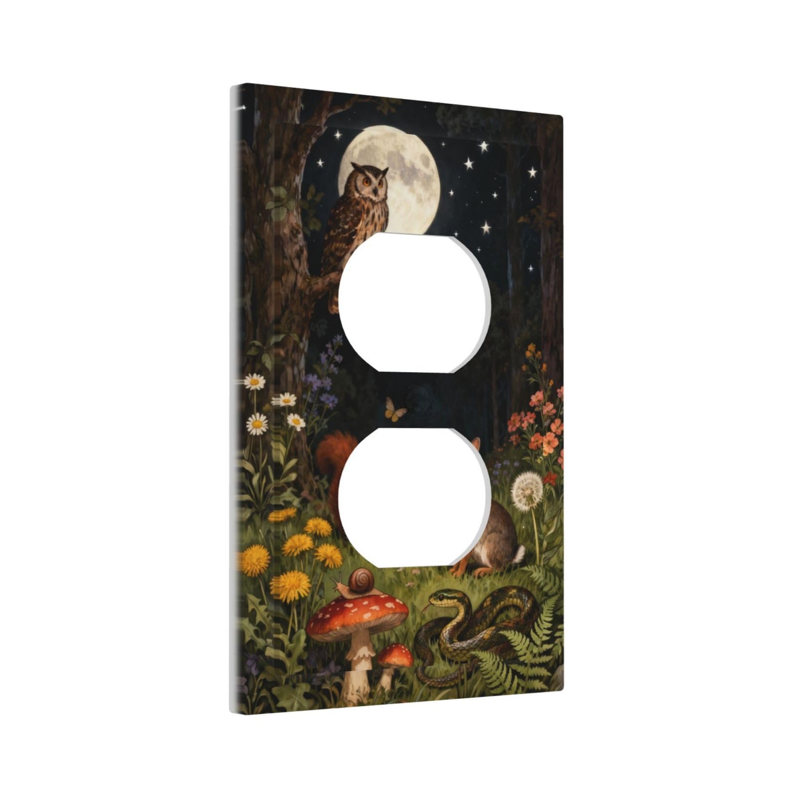 Sghxwp Outlet Covers Watercolor Night Forest Animals 1 Gang Light Switch Plate Moon Owl Squirrel Rabbit Wall Plate Cover Decorative Single Toggle Switch Plate Faceplate for Nursery Home Decor