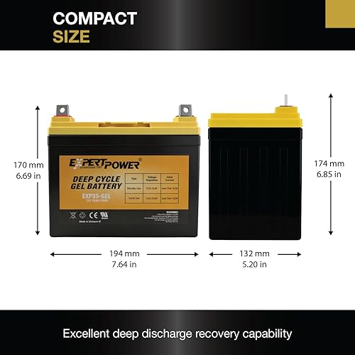Miniatura 3 de ExpertPower La batería de gel de 12V 35AH reemplaza la interestatal DCM0035L de respaldo de UPS