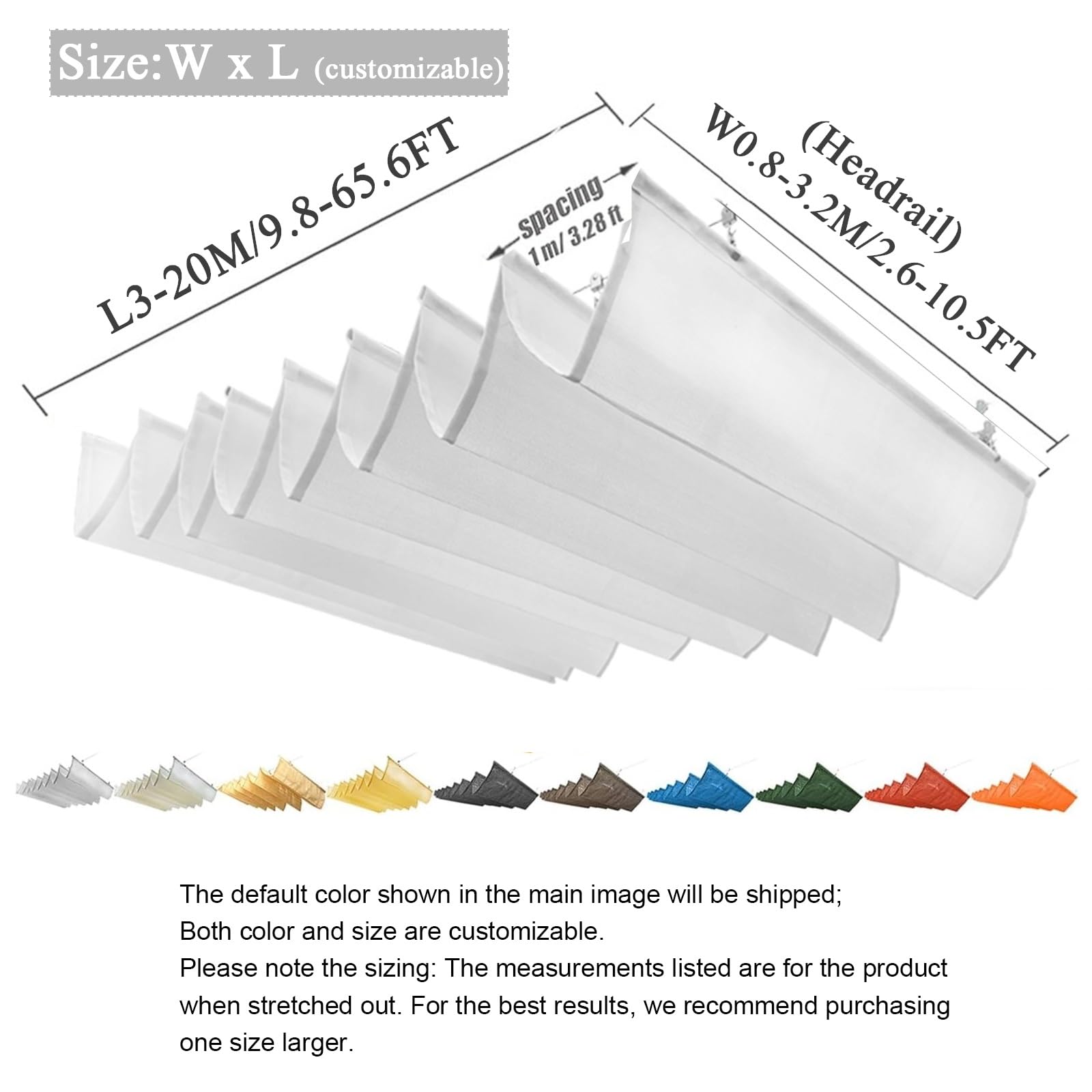 Voile d'ombrage rétractable sur Mesure pour pergola,Voile d'ombrage Coulissant, Personnalisable,Voile-D'ombrage Multi Couleur Taille Bâche Ombrage UV Protection Solaire(W2*L6m/W6.56*L19.68ft)
