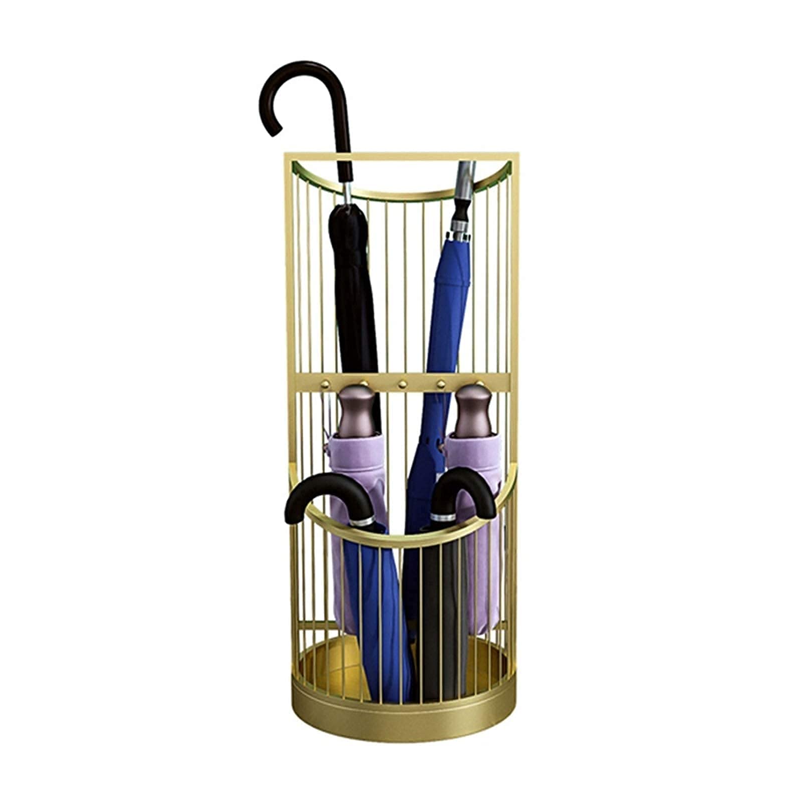 HYLYGFH Metal Hollow Umbrella Stand with Hooks Black 61 * 30cm Heavy Duty Storage for Long and Short Umbrellas