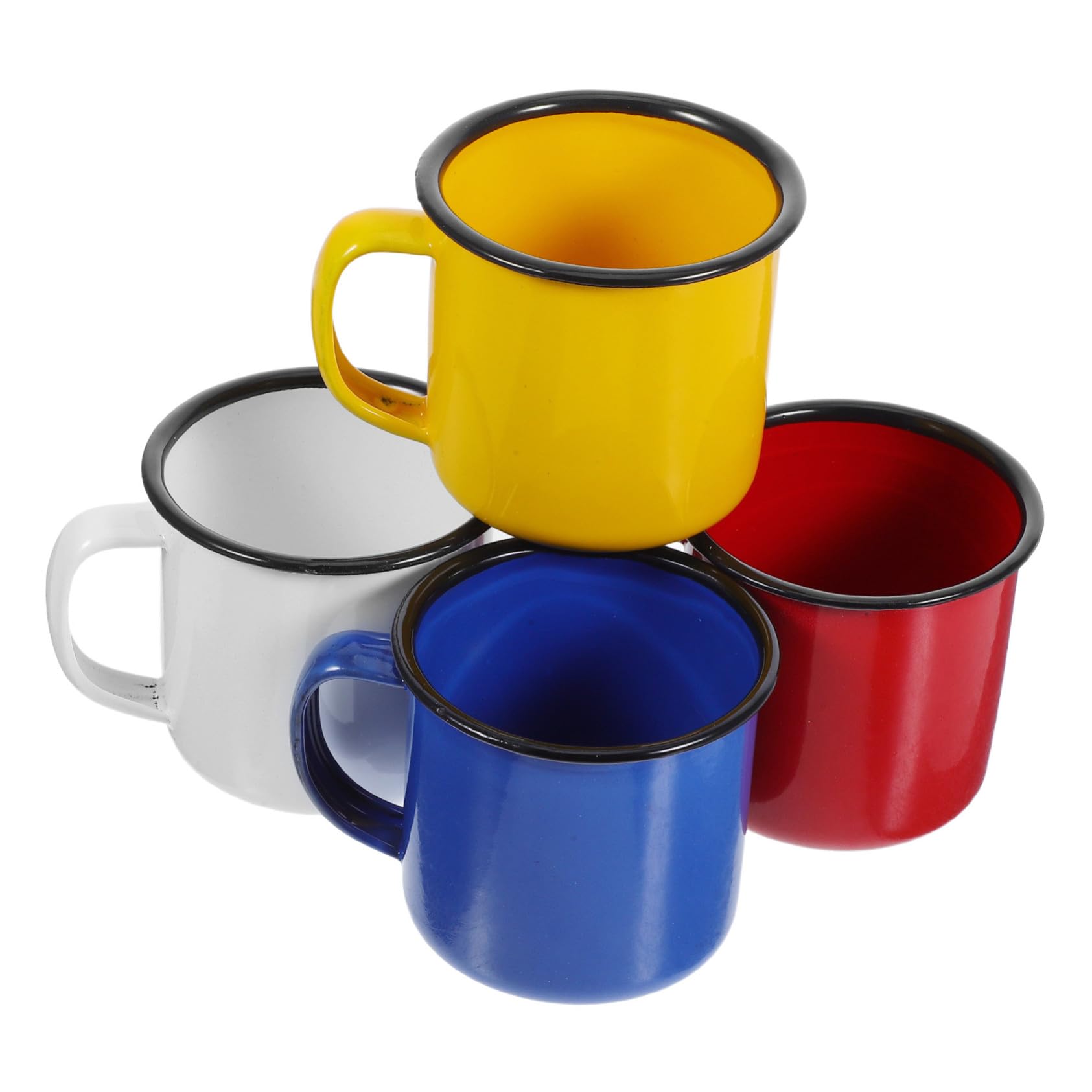 Homoyoyo 4 Stück Teiliges Vintage Emaille Becher Robuster Emaille Trinkbecher für Kaffee Tee Wasser Hitzebeständig Farbenfrohes Retro Design für Camping Haushalt Restaurant und Zuhause