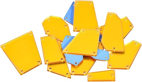 uxcell 15 piezas de espejo para coser, cuentas de diamantes de imitación de acrílico irregular con parte trasera plana de formas mixtas para