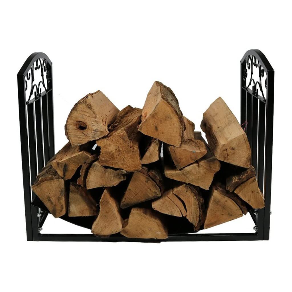 Portalegna in Legno massello di Pino Grigio 41x25x100 cm per stoccaggio Interno ed Esterno con Supporto per Legna in Metallo ventilato, Set di mensole portaoggetti
