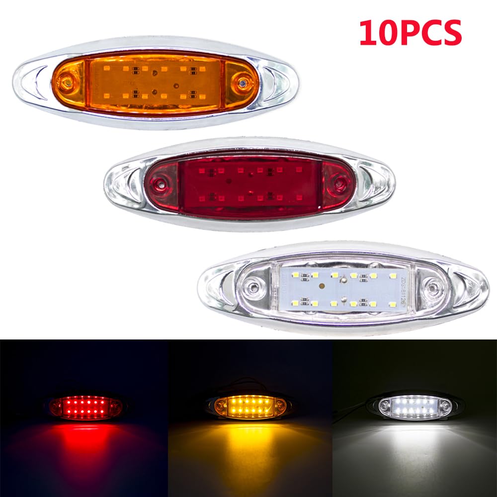 10 sztuk 12 12V 24V znacznik boczny ostrzeżenie światło tylne odprawa kierunkowskaz lampka hamulca kierunkowskazy Chrome ciężarówka z przyczepą(Orange)