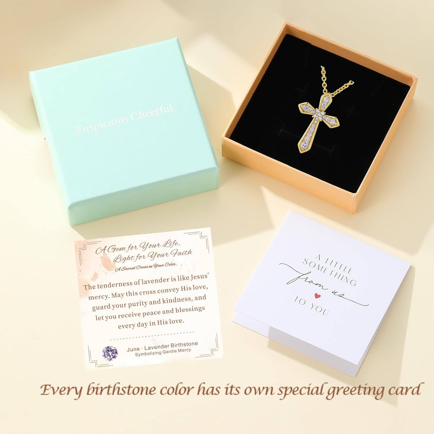 14K Gold Plated Cross Necklace for Women, Simple Diamond Necklace Faith Cross Jewelry Dainty Birthstone Pendant Necklaces First Communion Necklace Easter Present Christmas Gift Birthday Gift for Women - Image 7