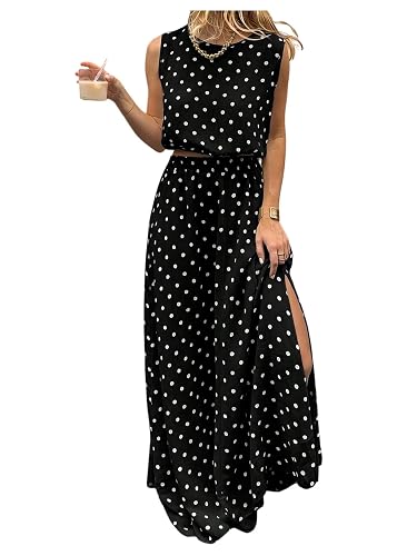 Verdusa Women's 2 Piece Polka Dots Outfits Tank Tops with
