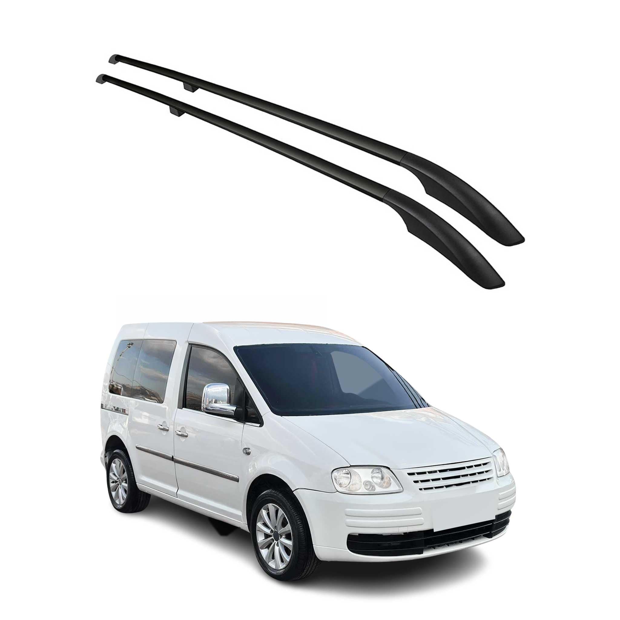 OMAC Dachreling Dachgepäckträger kompatibel mit VW Caddy 2010-2020 L1 Kurz Alu Schwarz