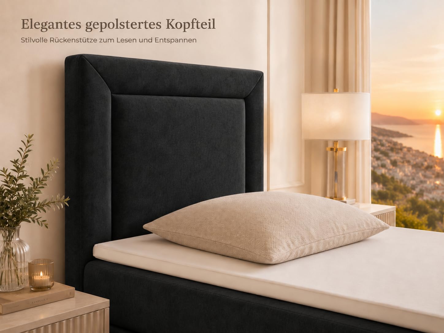 Trinity K3 EinzelBett | Boxspringbett70x200 mit Bonell Federkernmatratze 70x200 | Bett mit Matratze | Bett mit Stauraum | Lieferung an die Bordsteinkante
