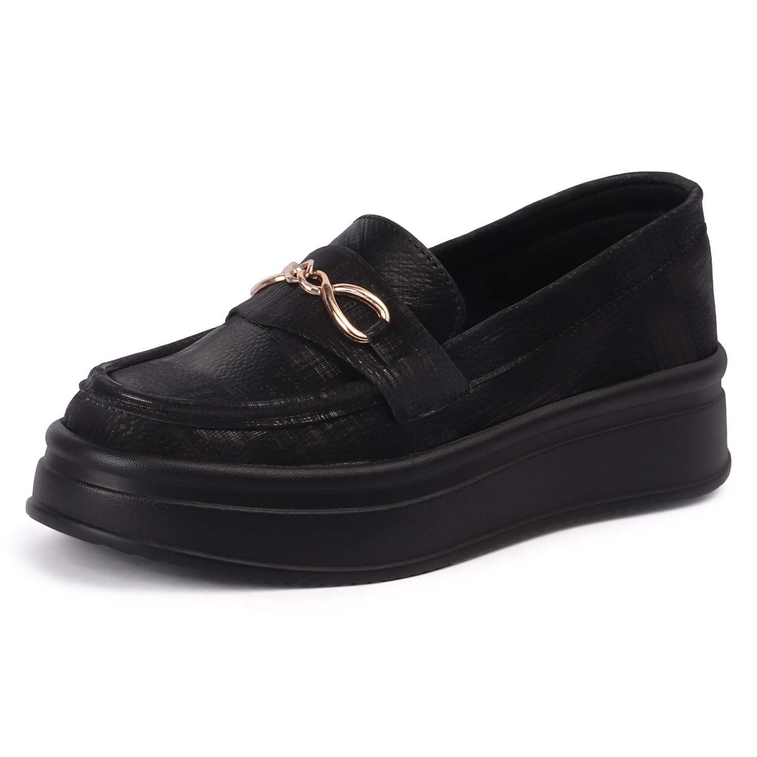 Women’s Platform Loafers || Stylish Slip-On Casual Shoes with Metal Buckle | Comfortable Everyday Mocassins Ballet I for Casual Office Formal-image-17