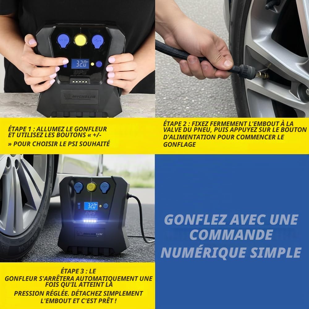 Michelin - 12266 - Gonfleur de Pneu Rapide à Haute Puissance