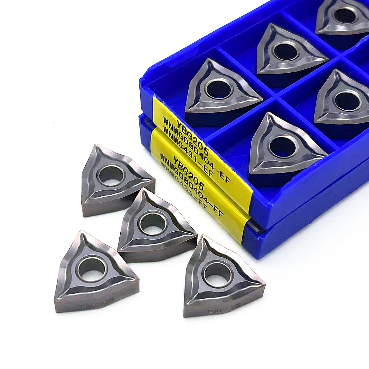 10pcs WNMG080404 WNMG080408-EF YBG205 CNC Carbide Insert, Indexable Carbide Turning Insert Metal Lathe Tools for Steel Stainless Steel(WNMG080404-EF YBG205)