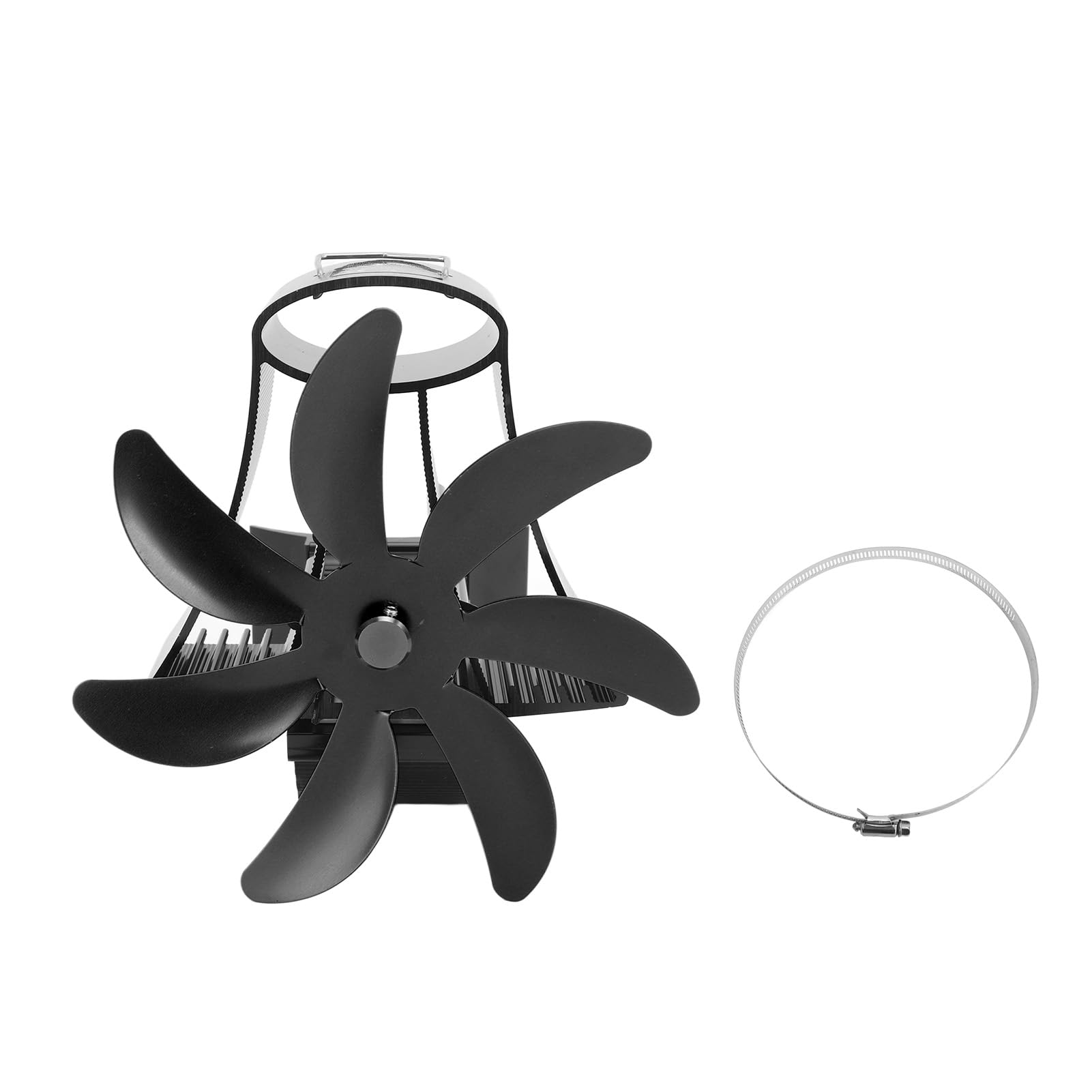 Ejoyous Ventilador de Estufa de Leña, Ventilador de Estufa de Leña de Aleación de Aluminio de 7 Aspas, de Chimenea de Tubo Magnético con Motor Silencioso, para Chimenea, Quemador de, Calefacción de