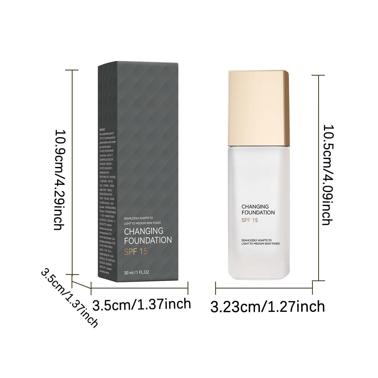 Celeysa Fond De Teint Auto Adaptatif, longue durée, matifiant, couvrant, hydratant, peau claire à moyenne (2PCS)