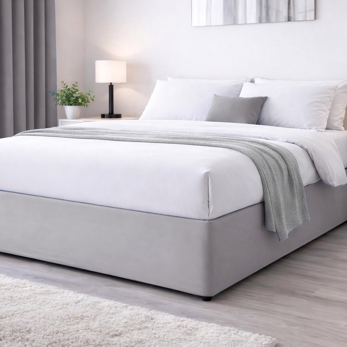 John Aird Elasticated Bed Valance Divan Base Cover Skirt (Silver, Super King) โ image 1