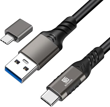 USB C Cable 6.6ft, USB-A to USB-C Cable USB 3.1 USB 3.2 Gen2 10Gbps Data Charger Cord for Samsung Galaxy S24 S23 S22 S21 S20 S10 S9 S8+, Android Auto USB Cord and iPhone 15/15 Pro, No Braided.
