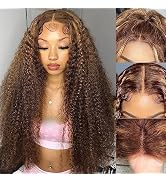 28 Inch Ombre Highlight 13x4 HD Lace Front Wig for Women Deep Wave Lace Frontal Human Hair Pre Pl...