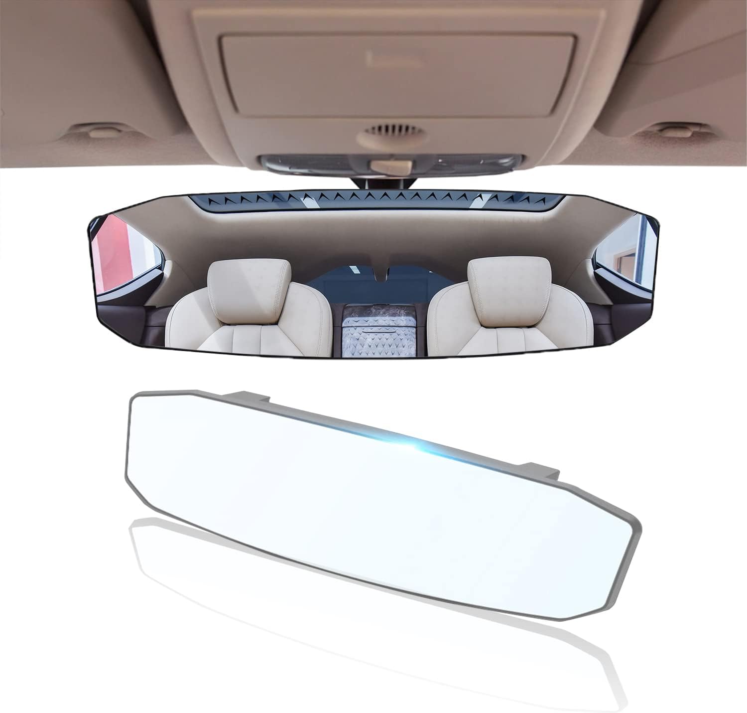 Ajxn 12" Large Anti-Glare Panoramic Rear View Mirror - Universal Wide Angle for Car SUV Trucks (12" L X 3.5" H) Convex Curve 300mm