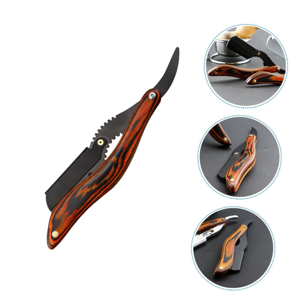 minkissy Men's Grooming Tool Manual Wooden Handle Razor Single Blade Shaving Tool Beard Trimmer