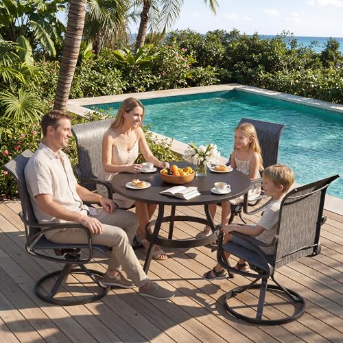 Image of LOUVIXA Patio Swivel Chair Set of 2, All-Weather Patio Swivel Rocking Chair, High Back Patio Dining Chairs for Backyard, Porch, Lawn, Garden(2, Carbon Grey)