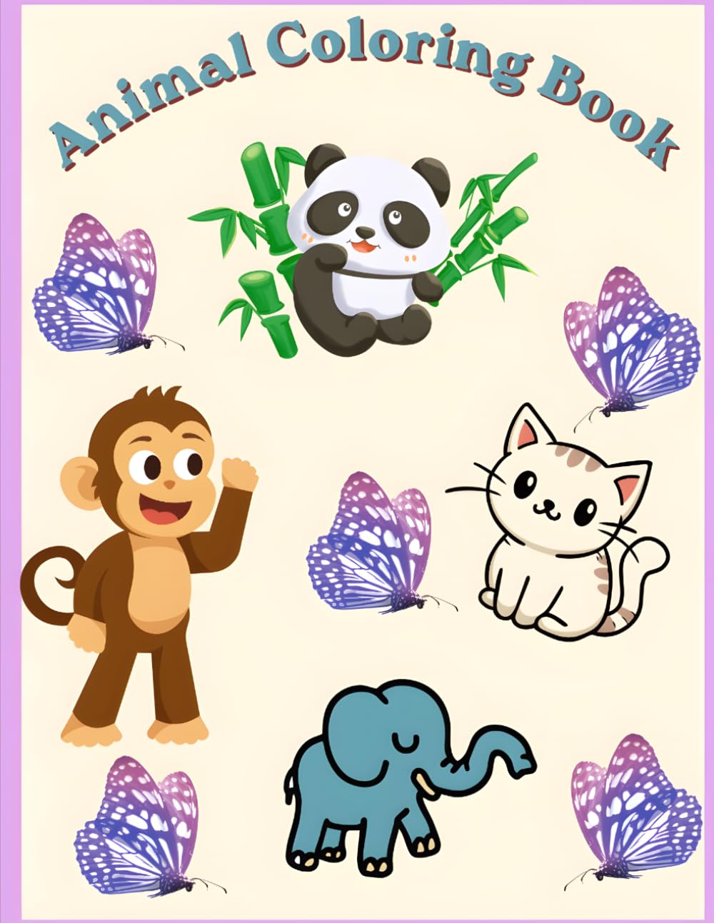 Animal Coloring Book for Kids Ages 3–7: Fun & Easy Coloring Book with Cute Jungle Animals & Butterflies | Bold & Simple Designs for Toddlers and Beginners