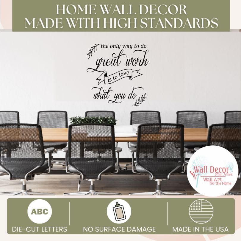 Miniatura 5 de Decoración de pared de oficina con texto en inglés "To Do Great Work, Love What You Do", calcomanías de vinilo inspiradoras para pared, arte de