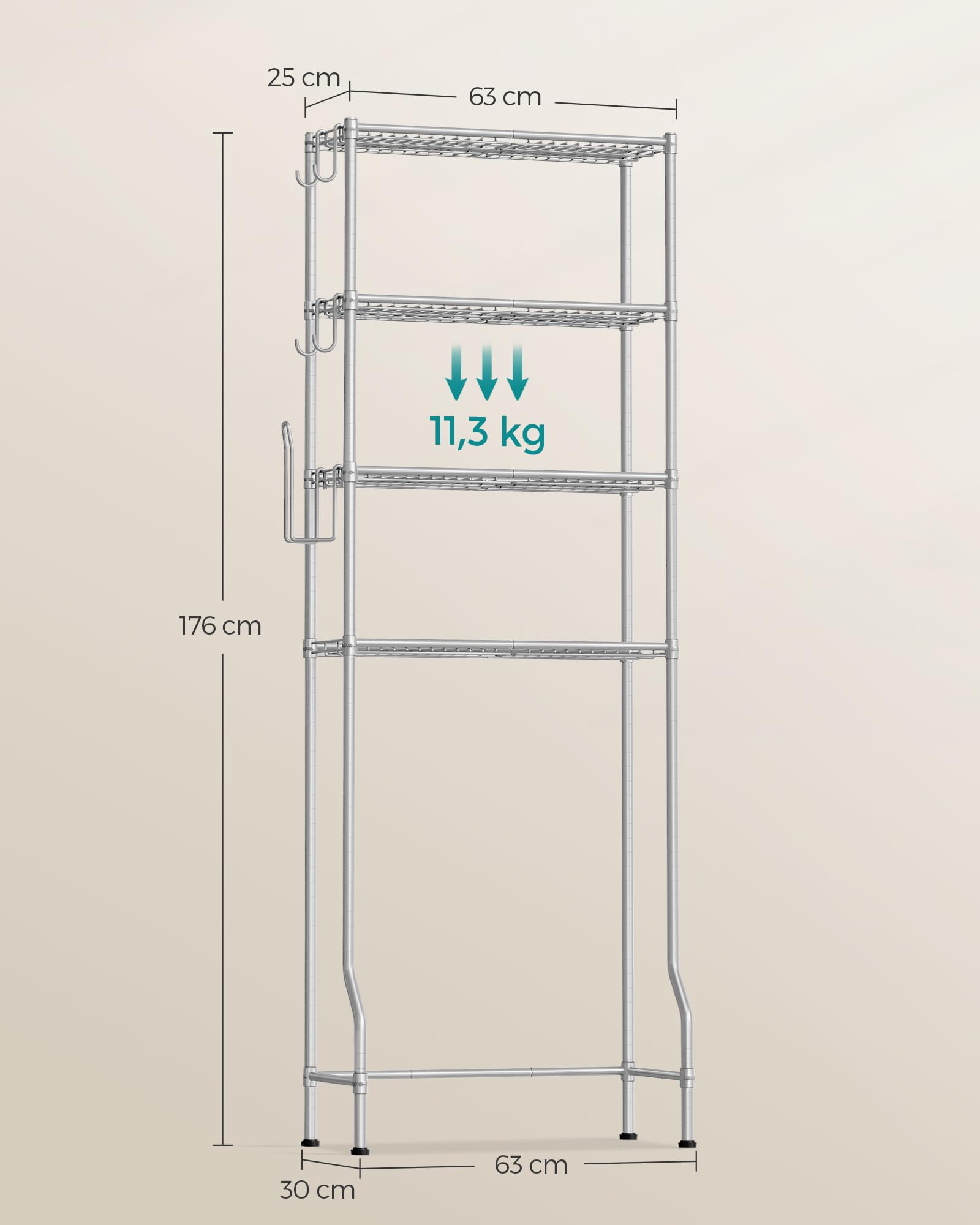 SONGMICS 4 Tier Toilet Rack Bathroom Rack Washing SONGMICS 4 Tier Toilet Rack Bathroom Rack Washing