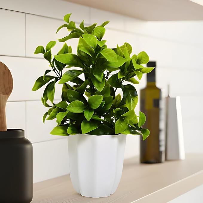 fancymart Artificial Plant Leaves in Pot Perfect Potted Decoration for Home Livi